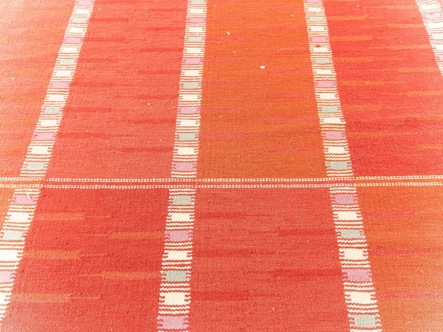 Doris Leslie Blau Collection Oversized Swedish Style Red, Orange Flat-weave Rug N11132