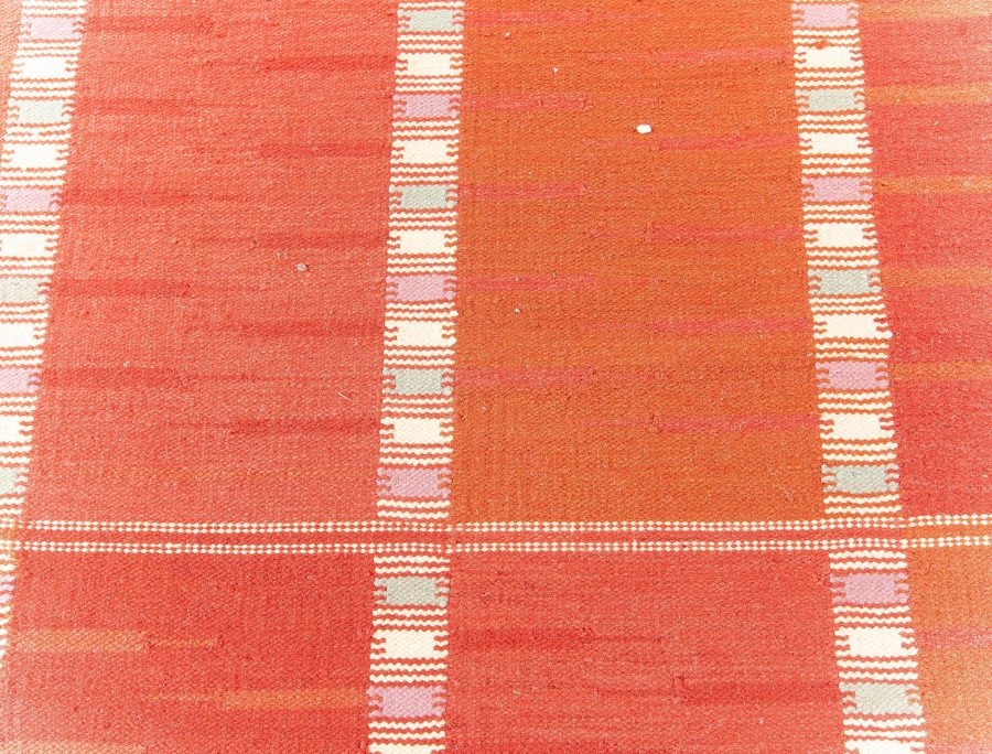 Doris Leslie Blau Collection Oversized Swedish Style Red, Orange Flat-weave Rug N11132