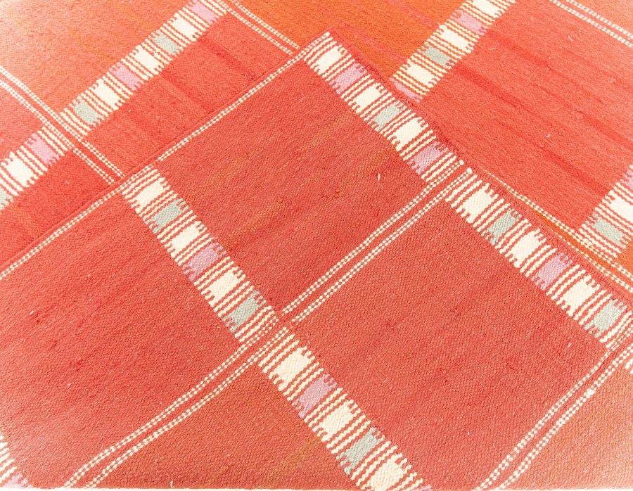 Doris Leslie Blau Collection Oversized Swedish Style Red, Orange Flat-weave Rug N11132