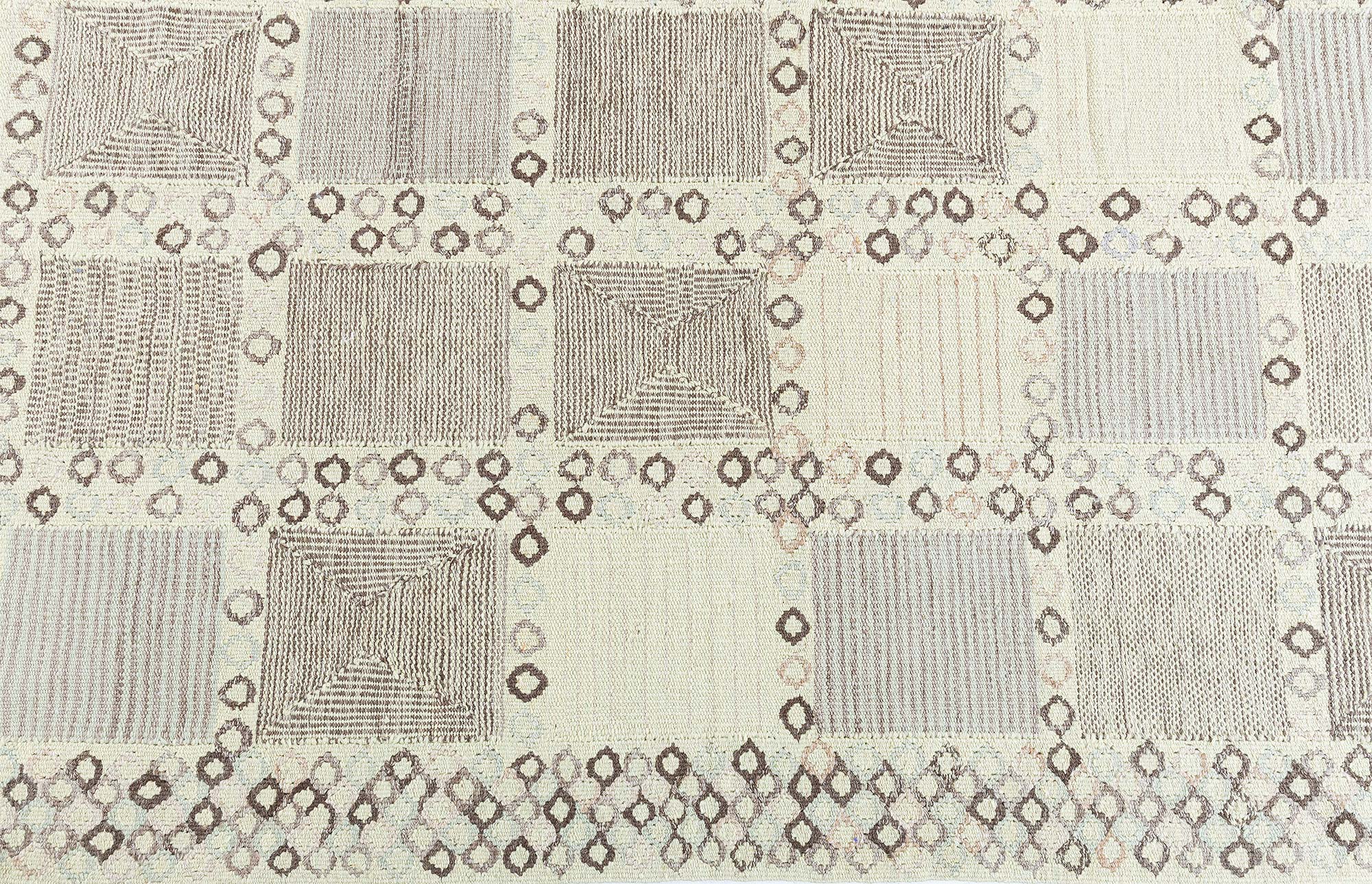 “Opus” Modern Flatweave Geometric Pale Sand Handmade Wool Rug N11208 “Opus” Modern Flatweave Geometric Pale Sand Handmade Wool Rug N11208
