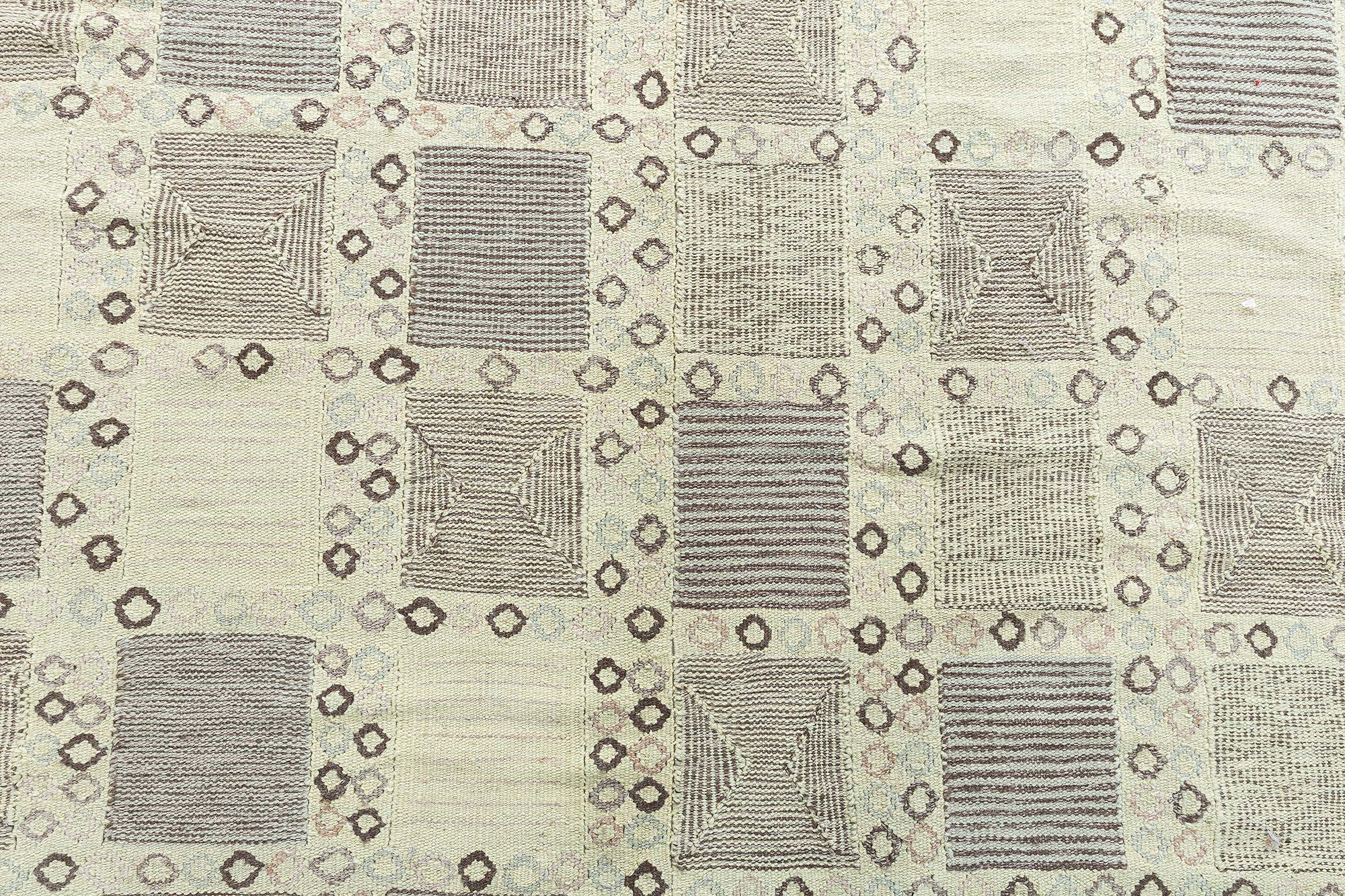 “Opus” Modern Flatweave Geometric Pale Sand Handmade Wool Rug N11208 “Opus” Modern Flatweave Geometric Pale Sand Handmade Wool Rug N11208