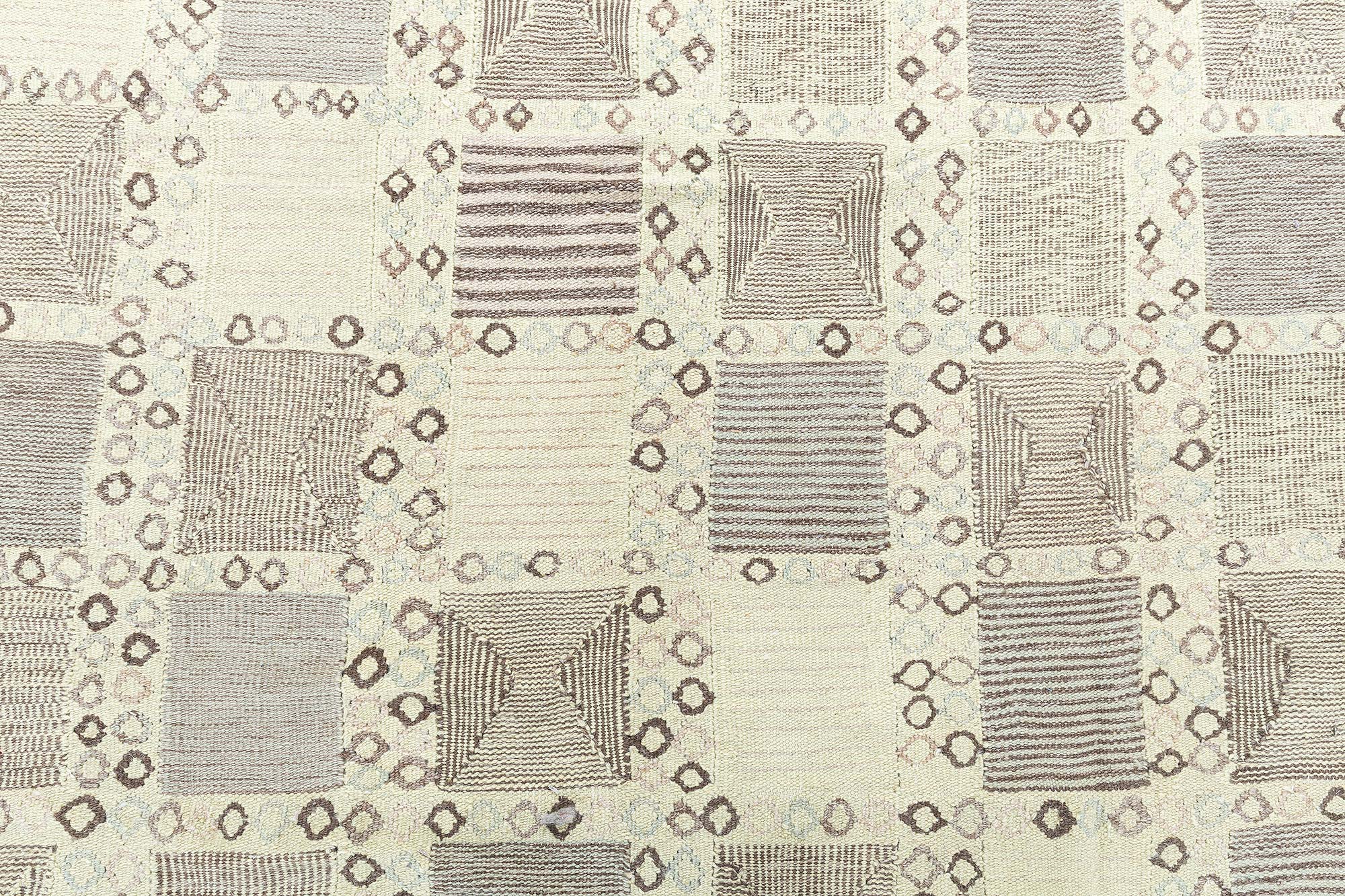 “Opus” Modern Flatweave Geometric Pale Sand Handmade Wool Rug N11208 “Opus” Modern Flatweave Geometric Pale Sand Handmade Wool Rug N11208