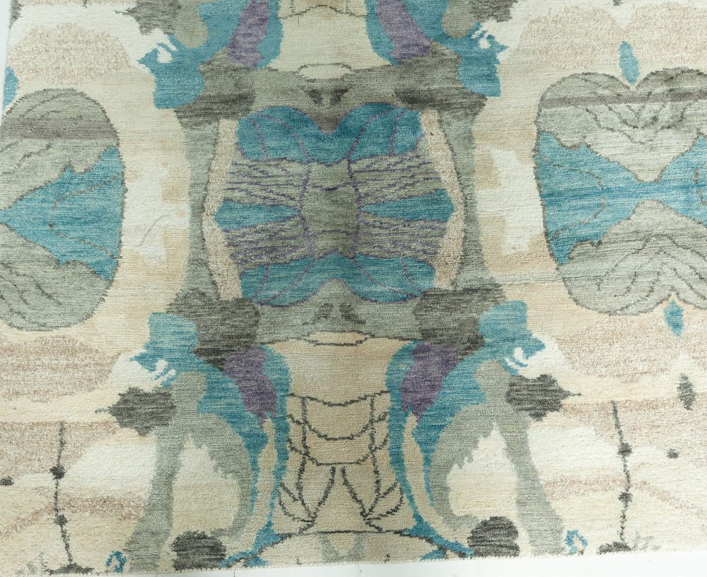 Doris Leslie Blau Collection Eskayel Silk Rug in Turquoise Brown Beige & Purple N11265