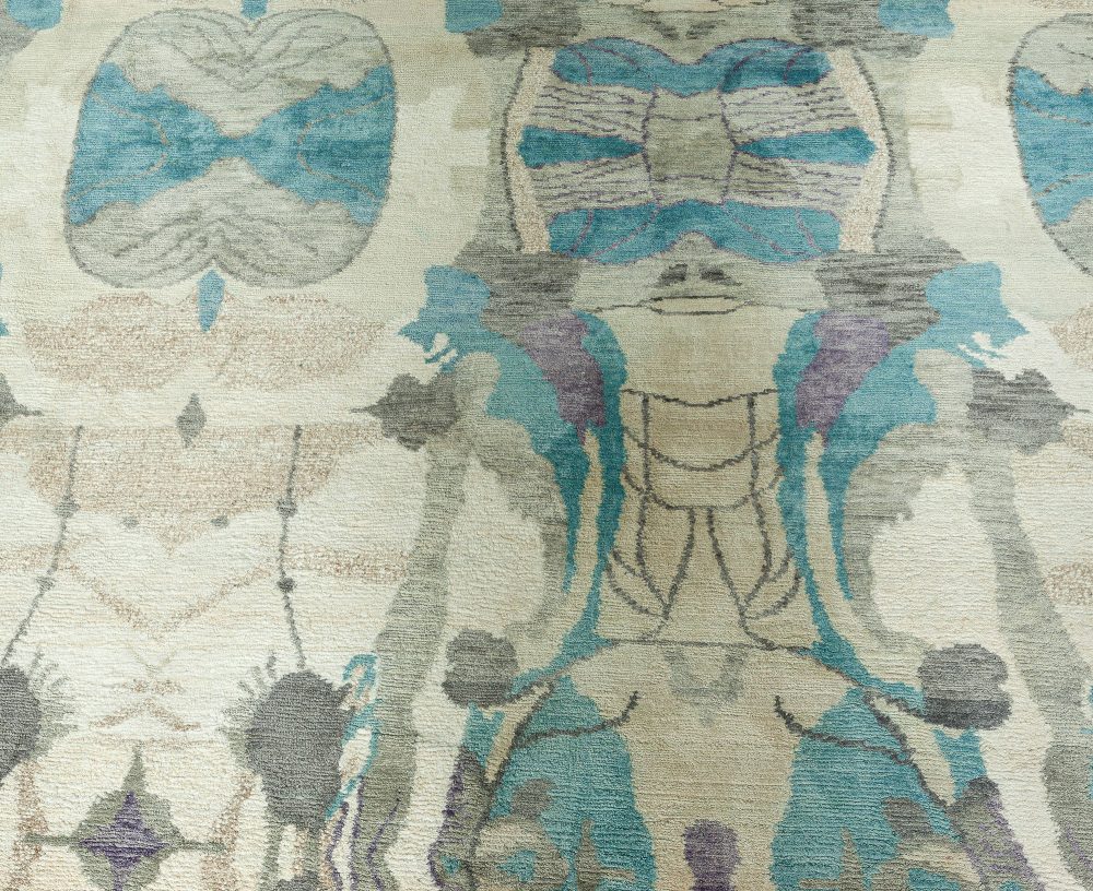Doris Leslie Blau Collection Eskayel Silk Rug in Turquoise Brown Beige & Purple N11265