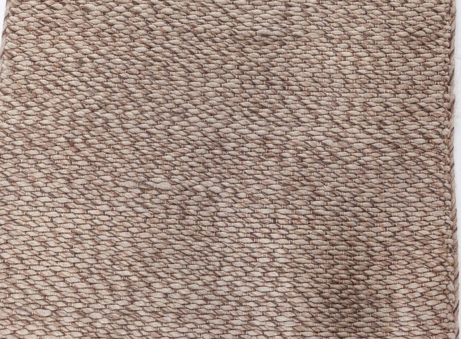Doris Leslie Blau Collection Contemporary Solid Brown Handmade Wool Runner N11341