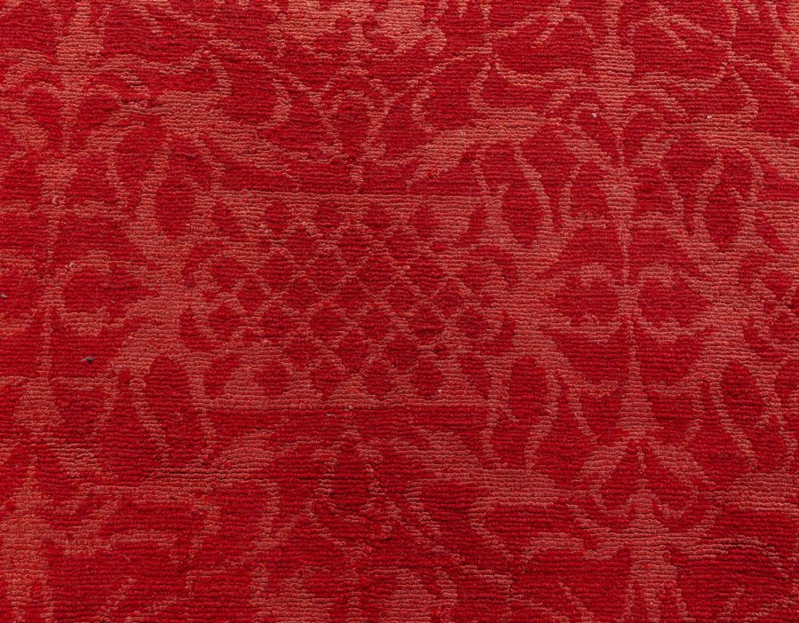 Doris Leslie Blau Collection Tibetan Red Floral Design Handmade Wool Rug N12726