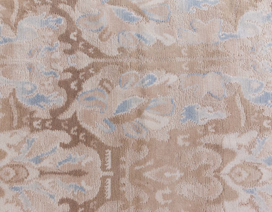 Doris Leslie Blau Collection Alhambra Design Beige and Blue Handmade Wool Rug N12728