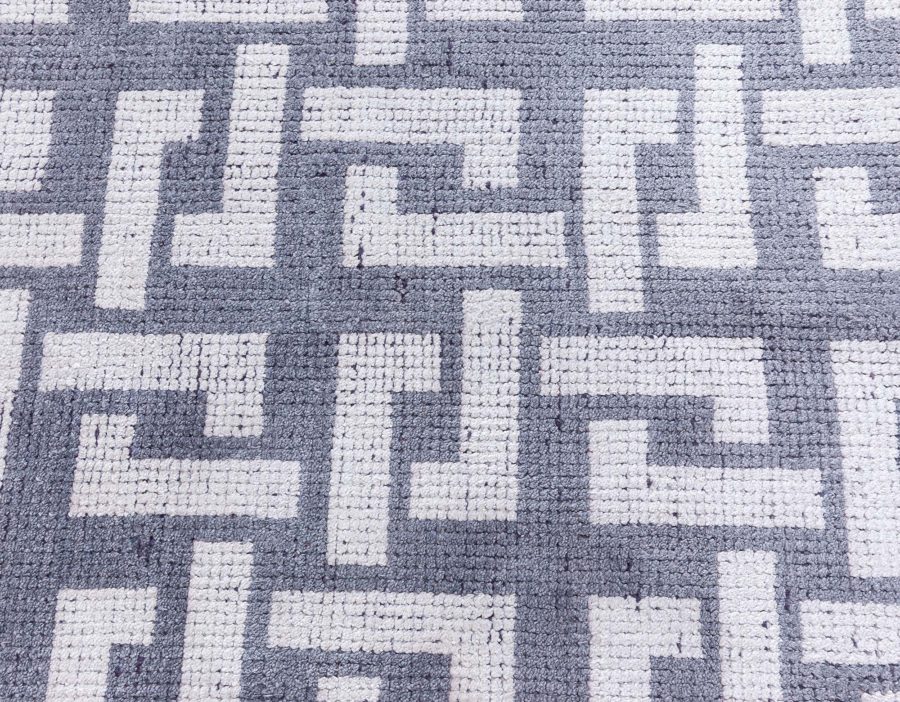 Doris Leslie Blau Collection Gray and White Modular Geometric Rug N12729