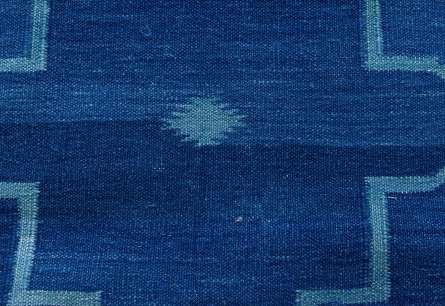 Doris Leslie Blau Collection Indian Dhurrie Deep Blue Flat-Weave Cotton Rug N12730