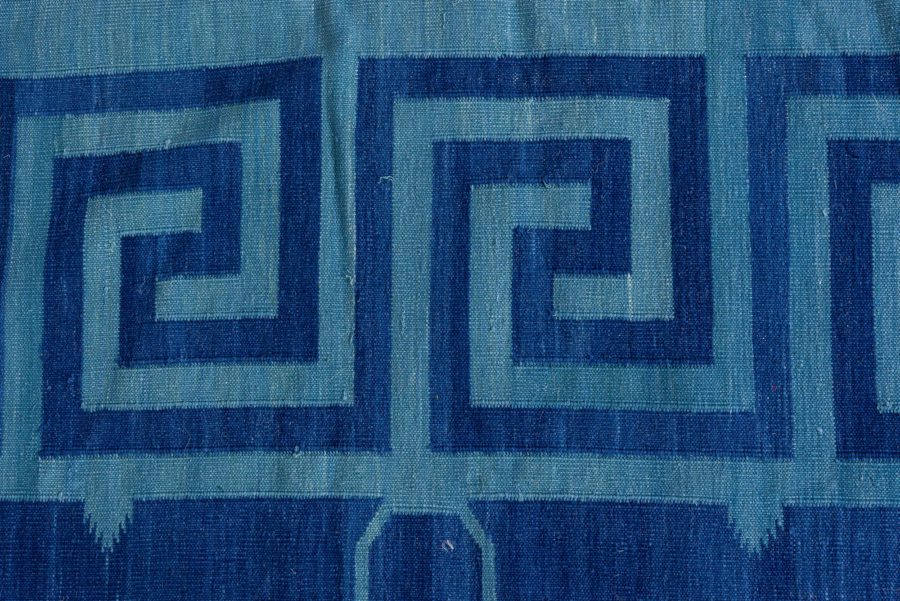 Doris Leslie Blau Collection Indian Dhurrie Deep Blue Flat-Weave Cotton Rug N12730