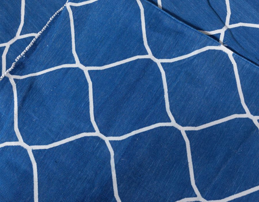 Doris Leslie Blau Collection Contemporary Capri Blue Indian Dhurrie Cotton Rug N12731