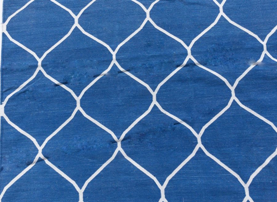 Doris Leslie Blau Collection Contemporary Capri Blue Indian Dhurrie Cotton Rug N12731