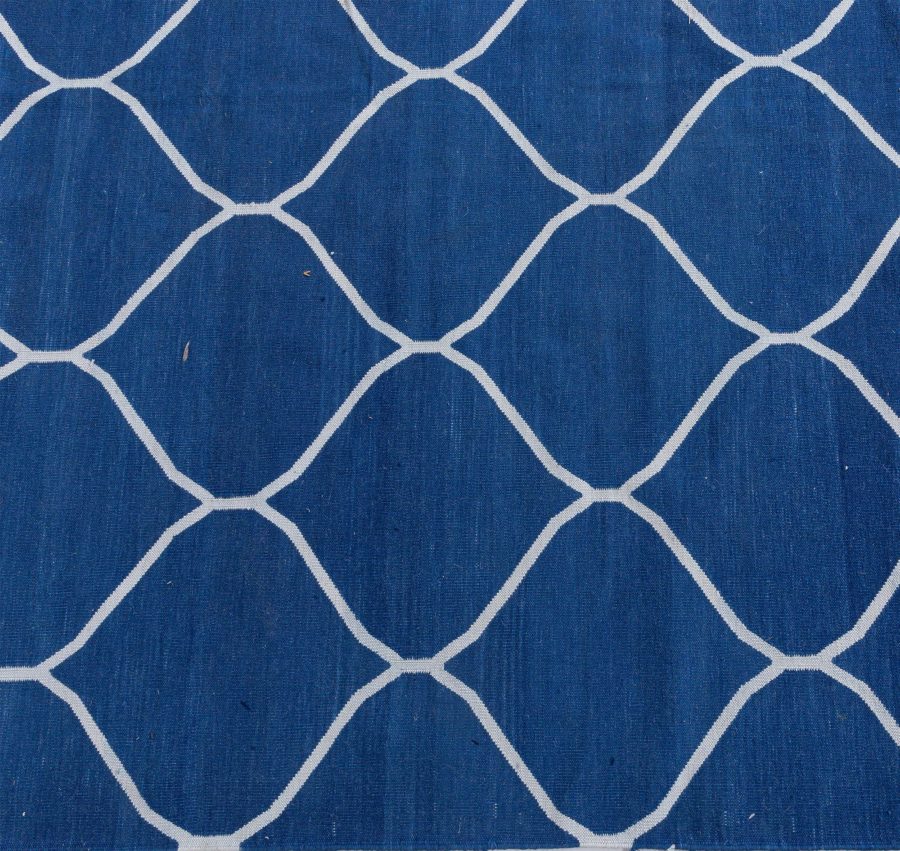 Doris Leslie Blau Collection Contemporary Capri Blue Indian Dhurrie Cotton Rug N12731