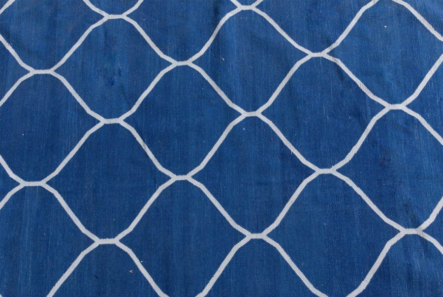 Doris Leslie Blau Collection Contemporary Capri Blue Indian Dhurrie Cotton Rug N12731