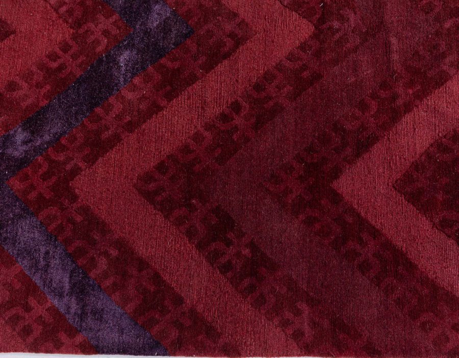 Doris Leslie Blau Collection Tibetan Zig-Zag Design Red Handwoven Wool Rug N12733