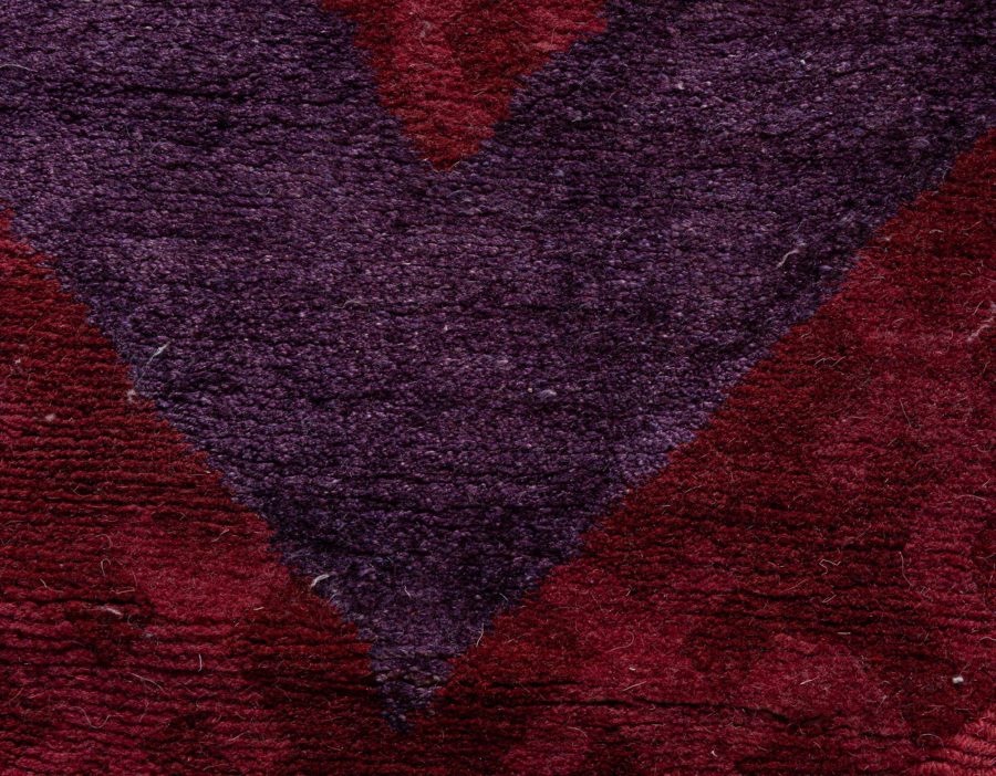 Doris Leslie Blau Collection Tibetan Zig-Zag Design Red Handwoven Wool Rug N12733