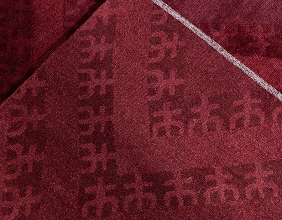 Doris Leslie Blau Collection Tibetan Zig-Zag Design Red Handwoven Wool Rug N12733