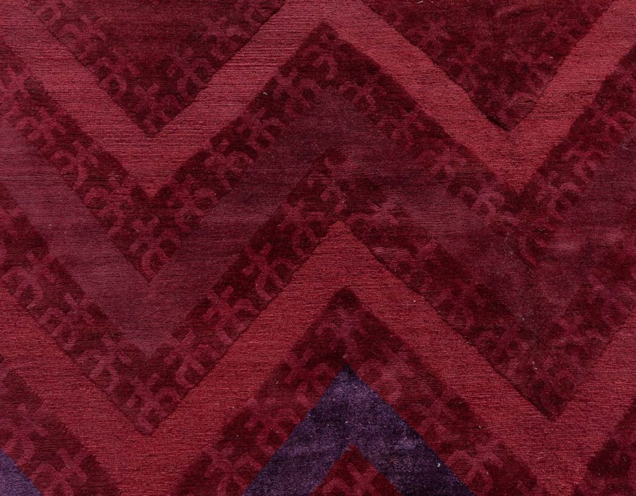 Doris Leslie Blau Collection Tibetan Zig-Zag Design Red Handwoven Wool Rug N12733