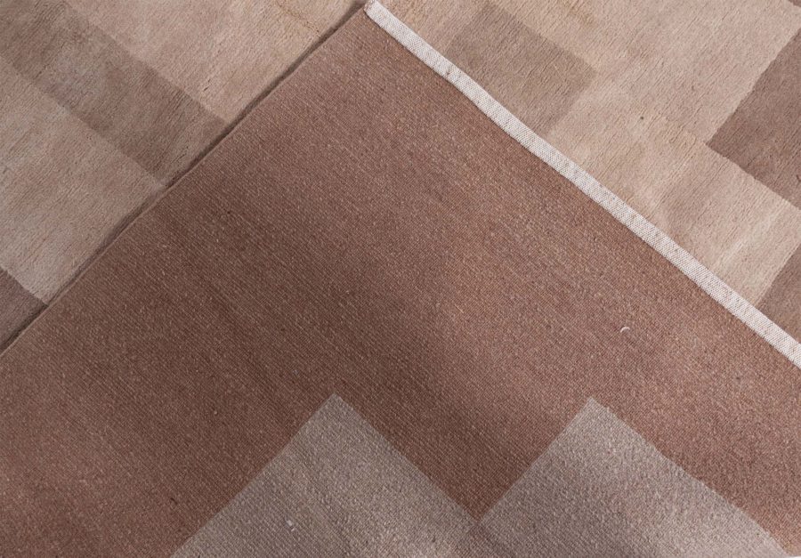 Doris Leslie Blau Collection Art Deco Design Tibetan Beige and Brown Rug N12734