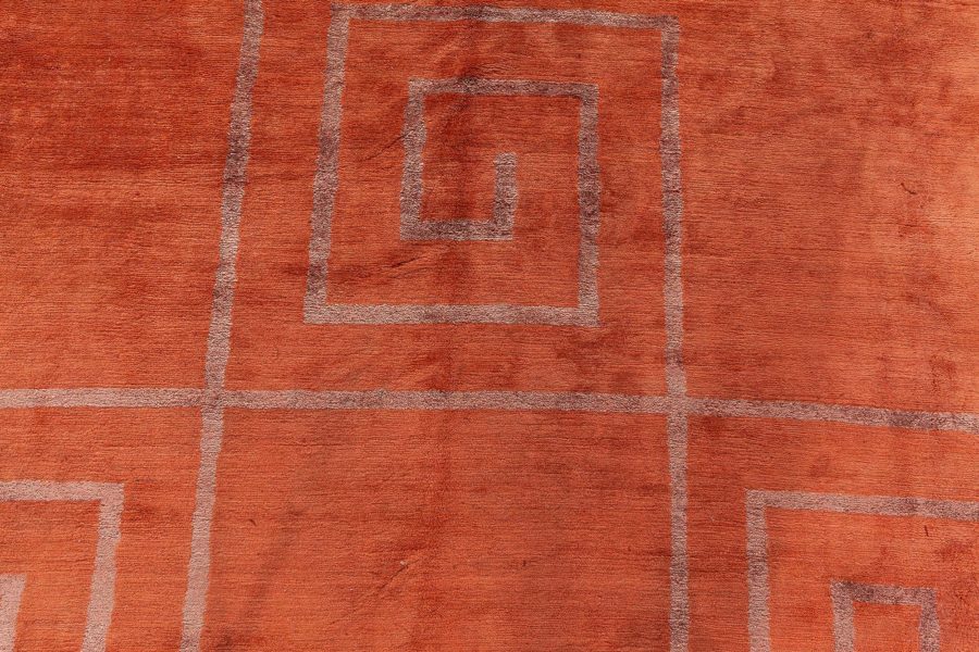 Doris Leslie Blau Collection Copper Tibetan Greek Key Handmade Wool and Silk Rug N12750