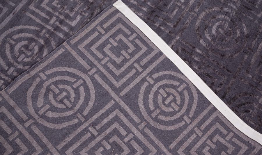 Doris Leslie Blau Collection Art Deco Design Tibetan Handmade Wool and Silk Rug N12755