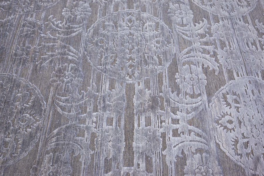 Doris Leslie Blau Collection Large Bold, Floral Design Handmade Custom Rug N12756