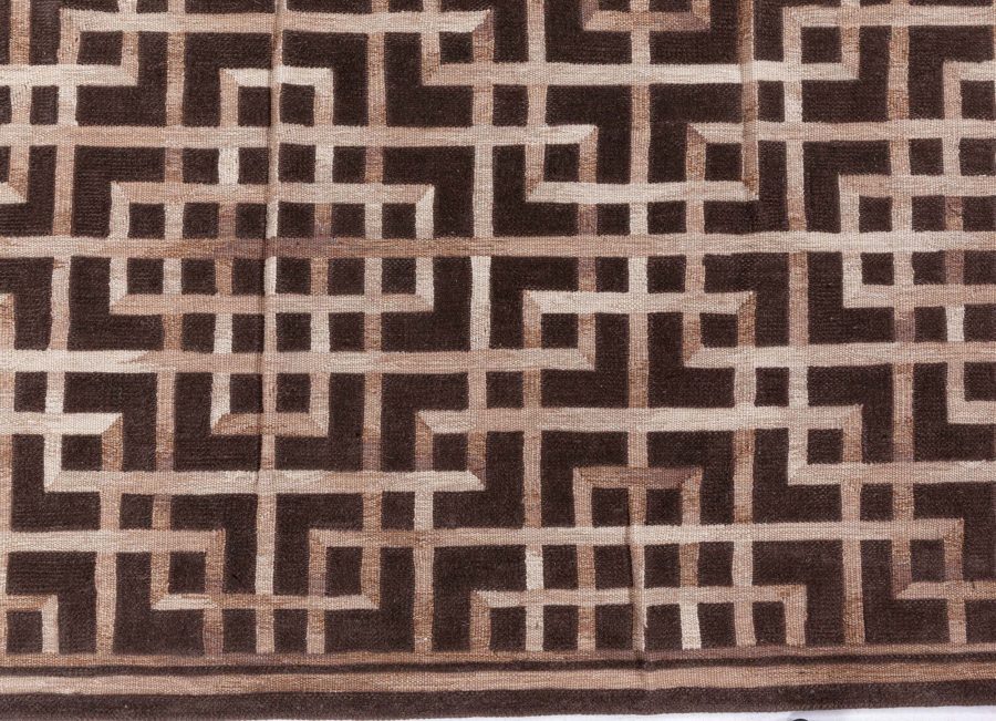 Dorie Leslie Blau Collection Modern Pavilion Design Geometric Brown Wool Rug N12761
