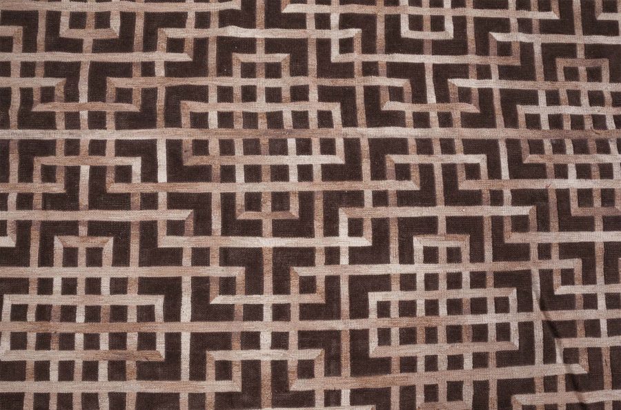 Dorie Leslie Blau Collection Modern Pavilion Design Geometric Brown Wool Rug N12761