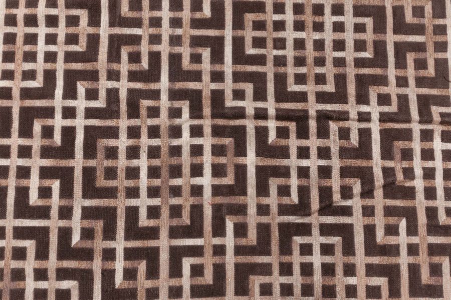 Dorie Leslie Blau Collection Modern Pavilion Design Geometric Brown Wool Rug N12761