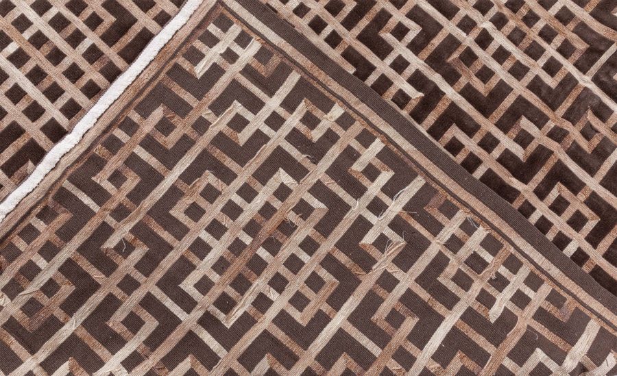 Dorie Leslie Blau Collection Modern Pavilion Design Geometric Brown Wool Rug N12761