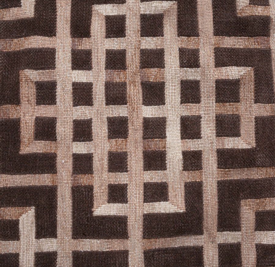 Dorie Leslie Blau Collection Modern Pavilion Design Geometric Brown Wool Rug N12761