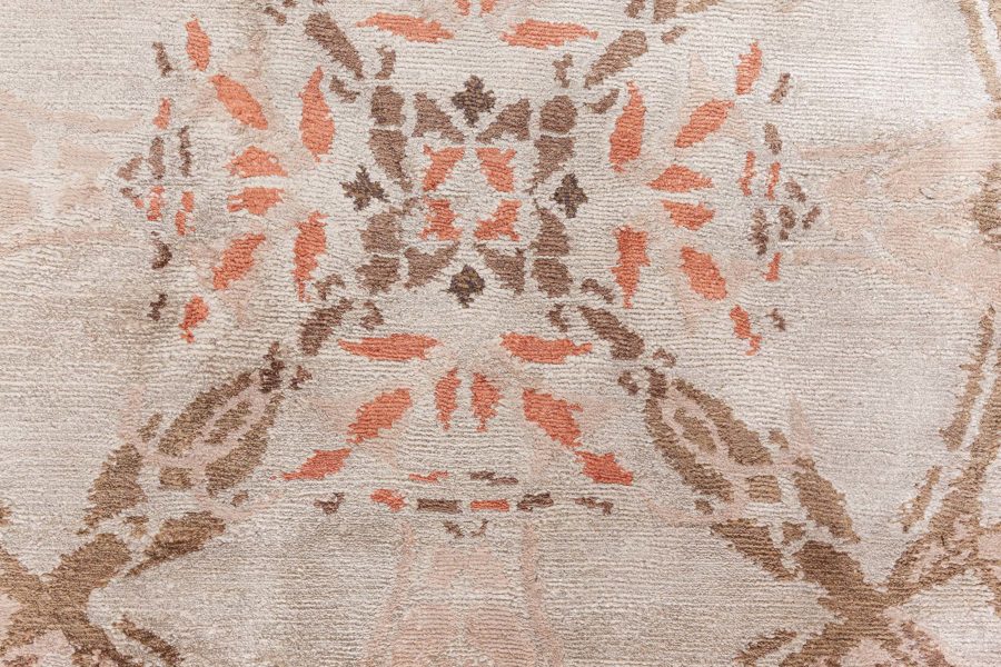 Doris Leslie Blau Collection One-of-a-kind Modern Botanic Handmade Silk Rug N12765