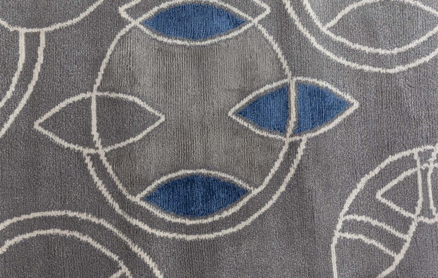 Doris Leslie Blau Collection Modern Hummingbird Silver Handmade Wool Silk Rug N12772