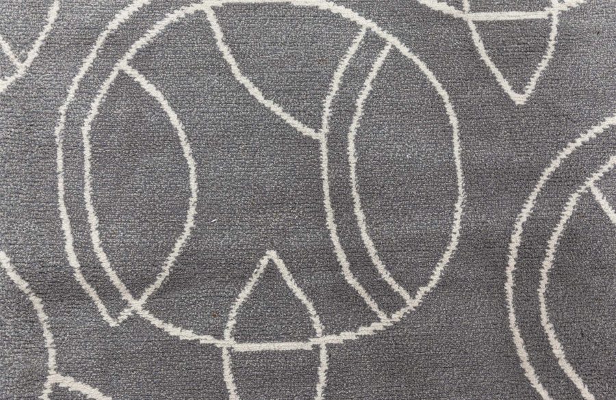 Doris Leslie Blau Collection Modern Hummingbird Silver Handmade Wool Silk Rug N12772