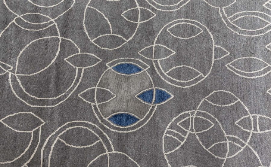 Doris Leslie Blau Collection Modern Hummingbird Silver Handmade Wool Silk Rug N12772