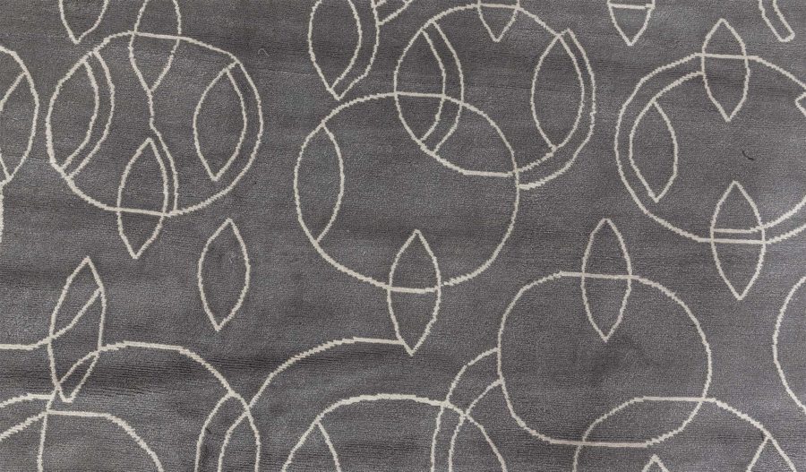 Doris Leslie Blau Collection Modern Hummingbird Silver Handmade Wool Silk Rug N12772