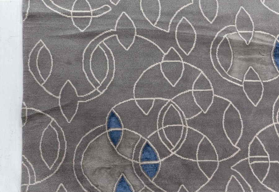 Doris Leslie Blau Collection Modern Hummingbird Silver Handmade Wool Silk Rug N12772