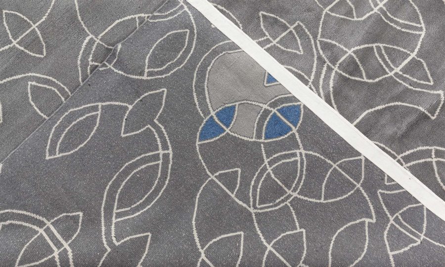 Doris Leslie Blau Collection Modern Hummingbird Silver Handmade Wool Silk Rug N12772