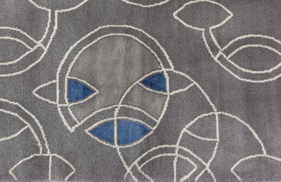 Doris Leslie Blau Collection Modern Hummingbird Silver Handmade Wool Silk Rug N12772