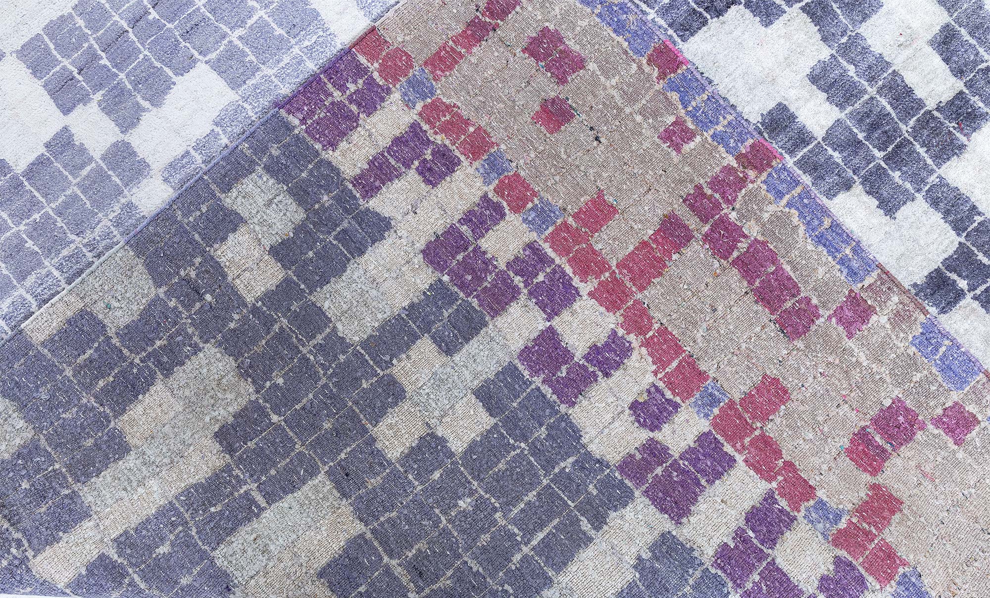 Modern Abstract Geometric Light Gray Handmade Wool & Silk Rug “Mosaic Pool Tile” Designed By Brett Beldock N13006 Modern Abstract Geometric Light Gray Handmade Wool & Silk Rug “Mosaic Pool Tile” Designed By Brett Beldock N13006