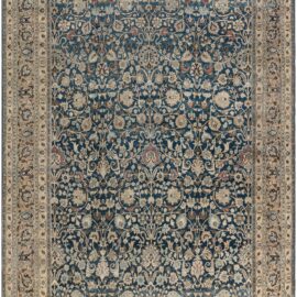Tabriz Persian Antique Allover Floral Teal Hand-Knotted Wool Rug – Circa 1900 BB7306