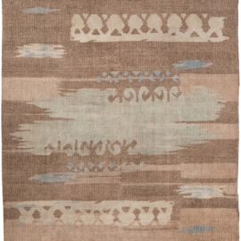 French Art Deco Vintage Abstract Pale Sand Hand-Knotted Wool Rug BB5120