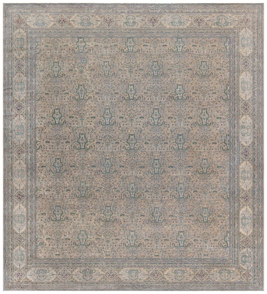 One-of-a-kind Vintage Indian Botanic Handmade Wool Carpet BB5195
