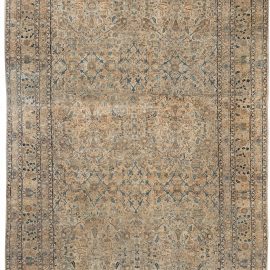 Antique Kirman Persian Allover Floral Warm Tan Hand-Knotted Wool Carpet BB5223