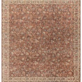 Antique Tabriz Persian Allover Floral Cream Beige Hand-Knotted Wool Rug BB5213