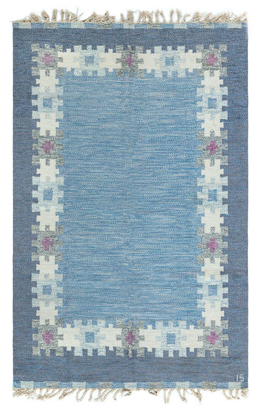 Mid-20th Century Blue, Gray Swedish Rug by Ingegert Silow Woven I.S BB5321