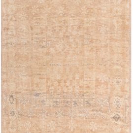 Oushak Turkish Antique Allover Geometric Soft Beige Hand-Knotted Wool Rug – Circa 1940 BB5000