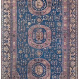 Vintage Samarkand Floral Slate Gray Hand-Knotted Wool Rug BB5264