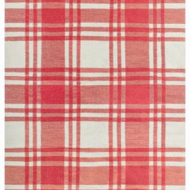 Mid-Century Swedish Geometric Soft White With Brick Red Flatweave Wool Rug By Agda ÖSterberg BB5256