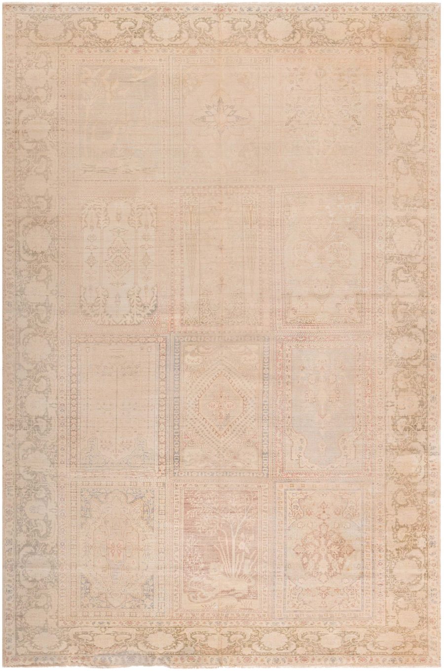 One-of-a-kind Antique Turkish Brown Abstract Botanic Rug BB5262